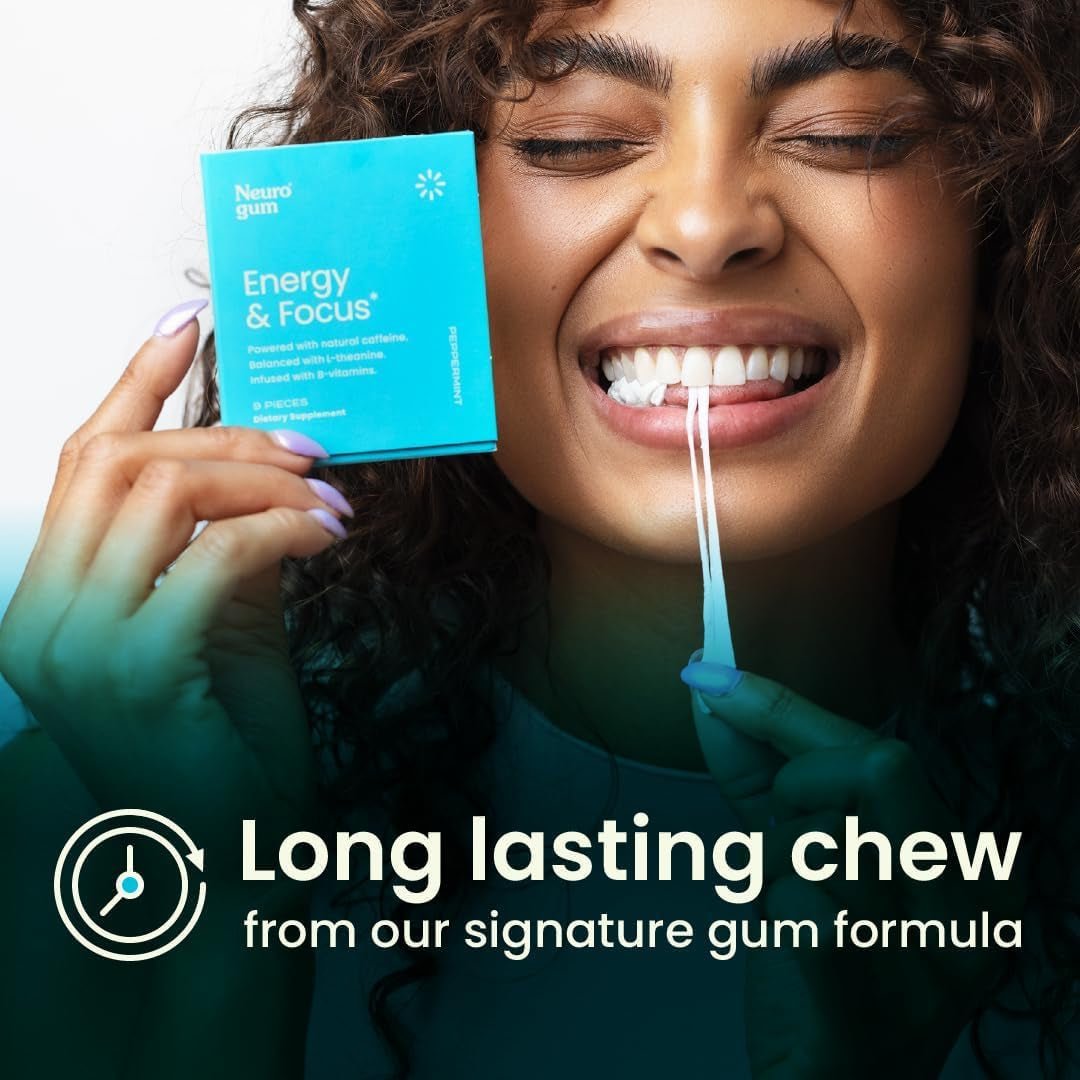 Neurogum Energy Caffeine Gum - Peppermint - 54 Pieces - Sugar Free - Vitamen Store