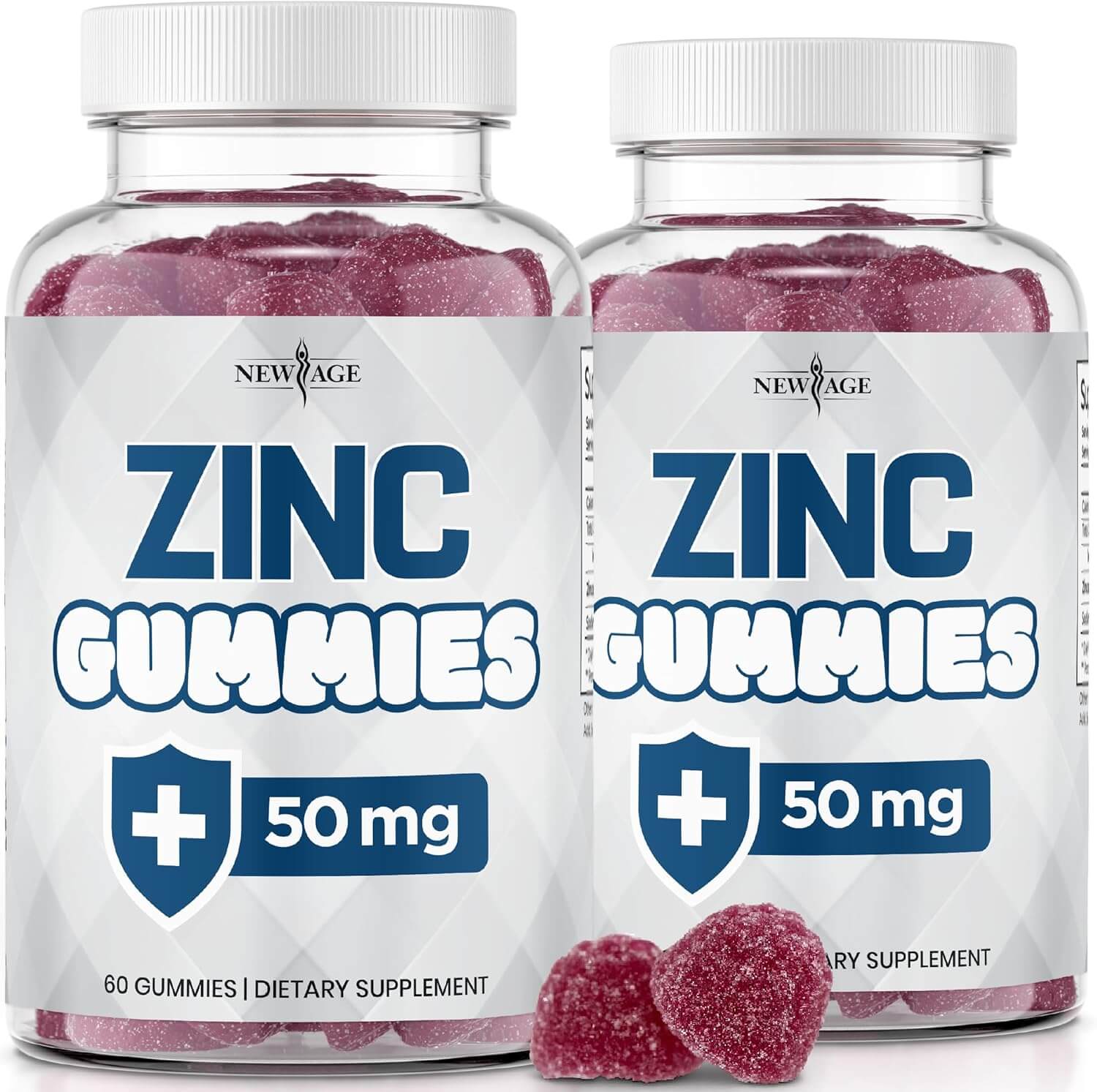 NEW AGE Zinc Gummies – 50mg Zinc Supplement – 2 Pack, 120 Gummies – Non - GMO - Vitamen Store