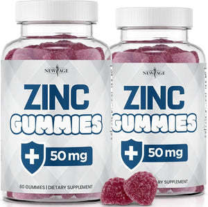 NEW AGE Zinc Gummies – 50mg Zinc Supplement – 2 Pack, 120 Gummies – Non - GMO - Vitamen Store