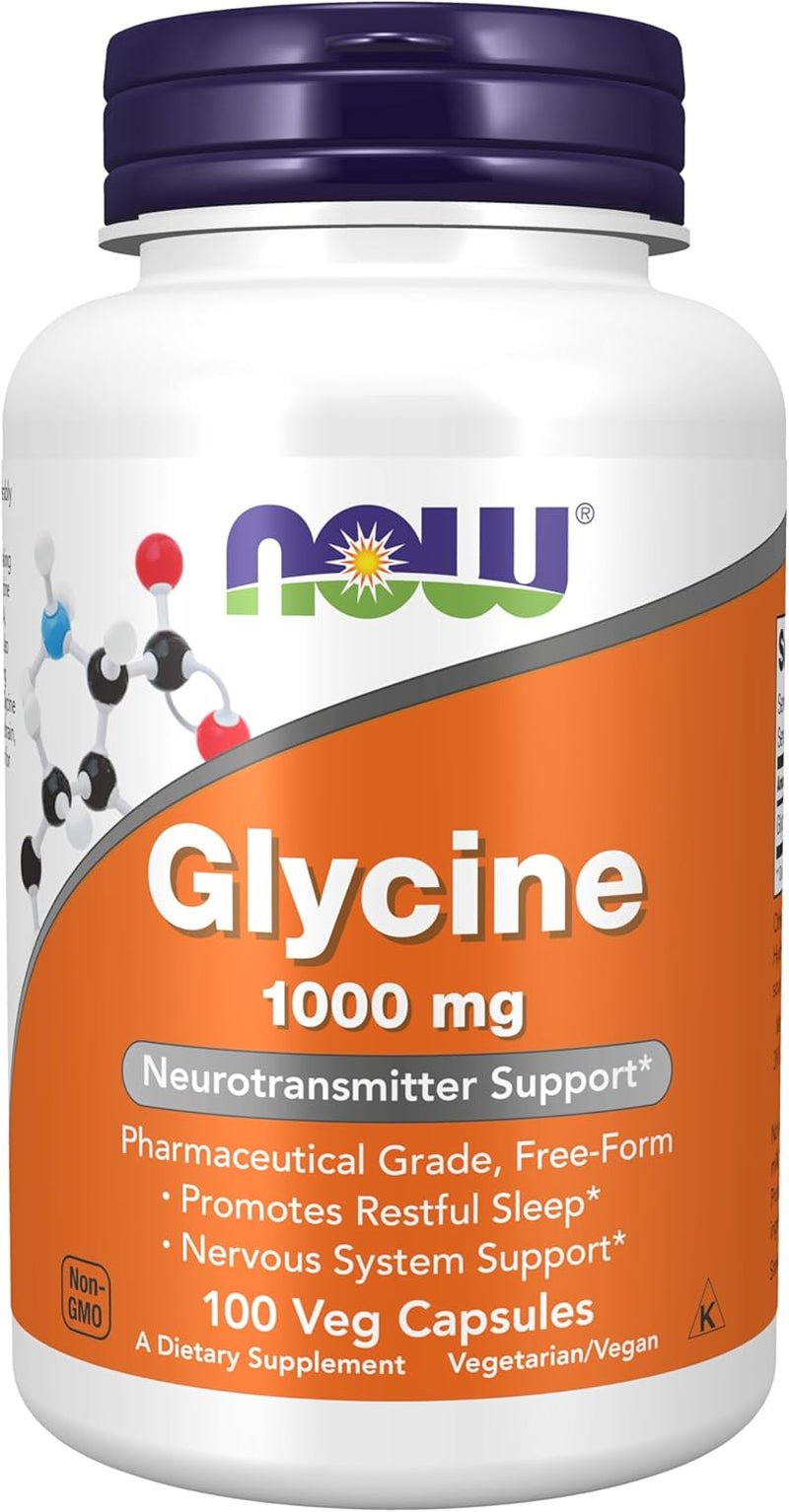NOW Foods Glycine 1000 mg – Free - Form – 100 Vegetarian Capsules - Vitamen Store