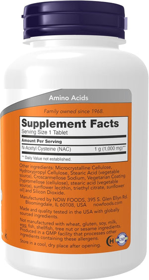 NOW Foods Supplements, NAC (N - Acetyl - Cysteine) 1,000 Mg, Free Radical Protection*, 120 Tablets - Vitamen Store