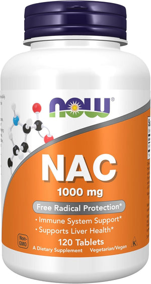 NOW Foods Supplements, NAC (N - Acetyl - Cysteine) 1,000 Mg, Free Radical Protection*, 120 Tablets - Vitamen Store