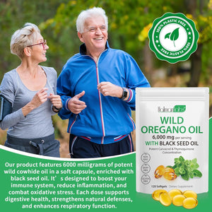 Oil of Oregano with Black Seed Oil - Organic, Non - Gmo, Gluten Free - 120 Softgels - Vitamen Store