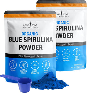 Organic Blue Spirulina Powder – 100% Pure Blue - Green Algae, No Fishy Smell – Natural Food Coloring for Smoothies & Protein Drinks – USDA Certified, Non - GMO, Gluten - Free, Vegan – 60 Servings - Vitamen Store