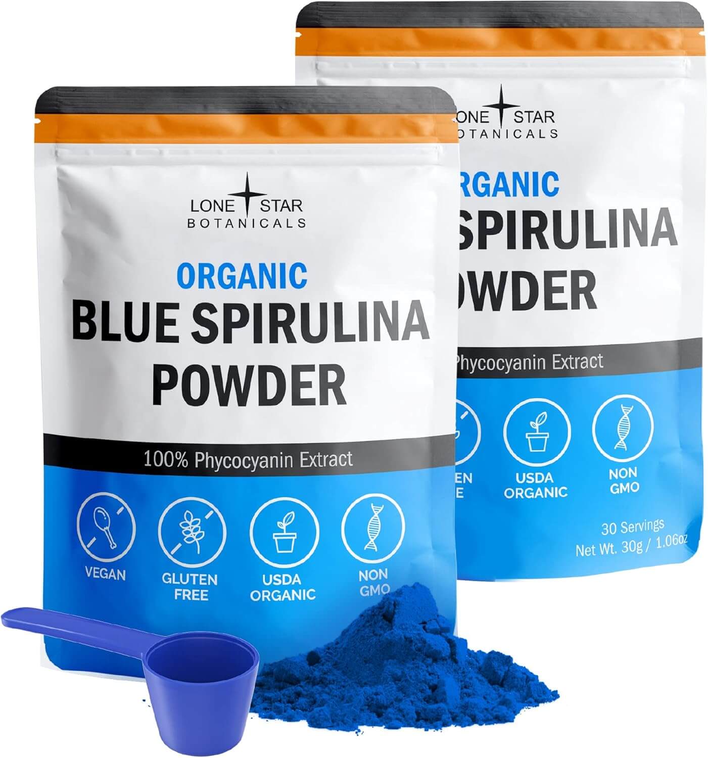 Organic Blue Spirulina Powder – 100% Pure Blue - Green Algae, No Fishy Smell – Natural Food Coloring for Smoothies & Protein Drinks – USDA Certified, Non - GMO, Gluten - Free, Vegan – 60 Servings - Vitamen Store