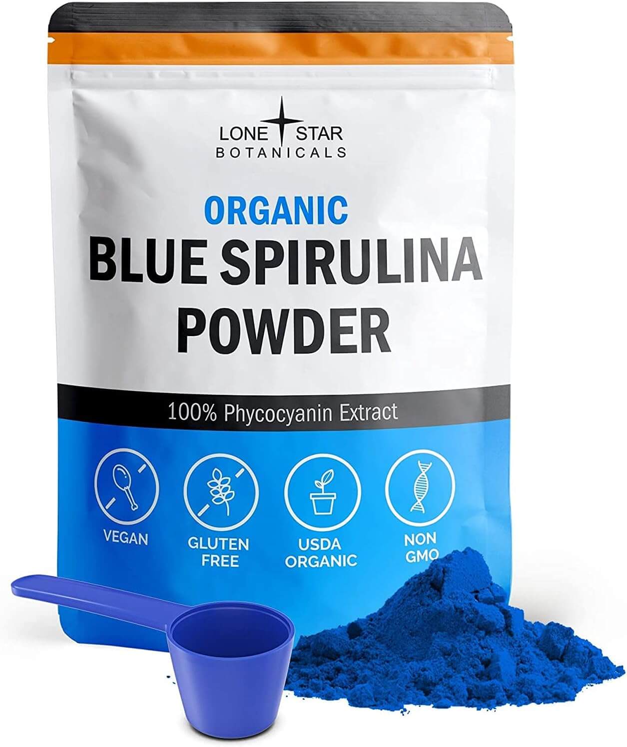 Organic Blue Spirulina Powder – 120 Servings, 100% Pure Blue - Green Algae – Natural Food Coloring for Smoothies & Protein Drinks – USDA Certified, Non - GMO, Gluten - Free, Vegan, No Fishy Smell - Vitamen Store