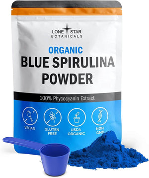 Organic Blue Spirulina Powder – 120 Servings, 100% Pure Blue - Green Algae – Natural Food Coloring for Smoothies & Protein Drinks – USDA Certified, Non - GMO, Gluten - Free, Vegan, No Fishy Smell - Vitamen Store