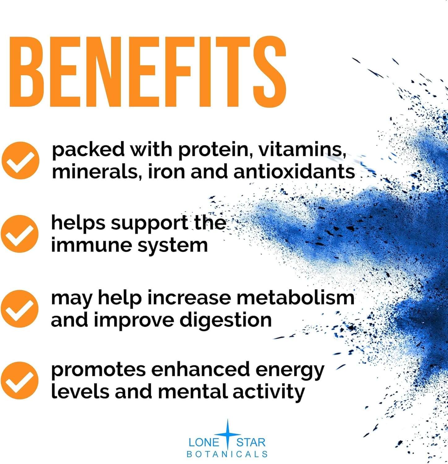 Organic Blue Spirulina Powder – 120 Servings, 100% Pure Blue - Green Algae – Natural Food Coloring for Smoothies & Protein Drinks – USDA Certified, Non - GMO, Gluten - Free, Vegan, No Fishy Smell - Vitamen Store