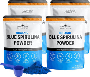 Organic Blue Spirulina Powder, 120 Servings - 100% Pure Superfood Blue - Green Algae, Natural Food Coloring for Smoothies & Protein Drinks - Non GMO, Gluten - Free, Vegan + USDA Certified, No Fishy Smell - Vitamen Store