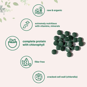 Organic Chlorella Spirulina Tablets, 3000Mg per Serving, 720 Counts, 4 Months Supply, 50/50 Blend Superfood, No Filler, No Additives, Cracked Cell Wall, Rich in Vegan Protein & Chlorophyll - Vitamen Store