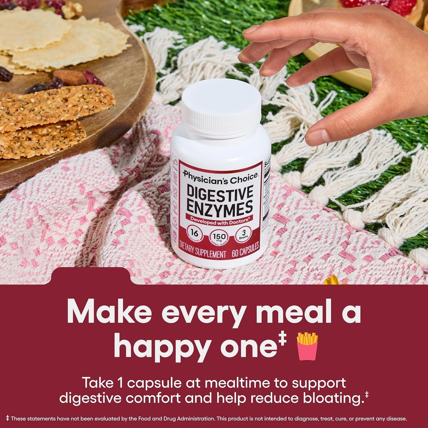 Physician's CHOICE Digestive Enzymes – Multi - Enzyme Blend with Organic Prebiotics and Probiotics – 60 Capsules - Vitamen Store