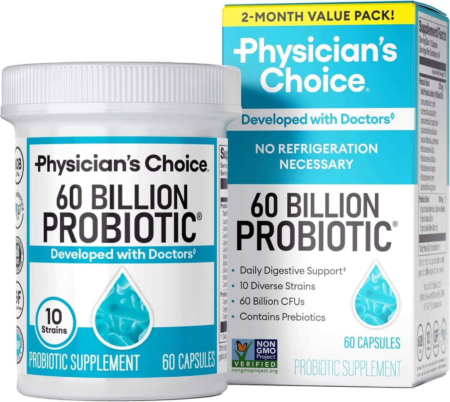Physician'S Choice Probiotics 60 Billion CFU - 10 Strains + Organic Prebiotics - Immune, Digestive & Gut Health - Supports Occasional Constipation, Diarrhea, Gas & Bloating - for Women & Men - 30Ct - Vitamen Store