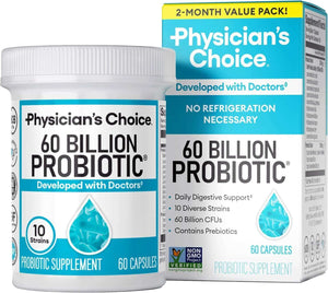 Physician'S Choice Probiotics 60 Billion CFU - 10 Strains + Organic Prebiotics - Immune, Digestive & Gut Health - Supports Occasional Constipation, Diarrhea, Gas & Bloating - for Women & Men - 30Ct - Vitamen Store