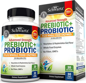 Prebiotics and Probiotics with Whole Food Enzymes – Shelf - Stable Capsules – Non - GMO, Gluten - Free, Dairy - Free – 30 Count - Vitamen Store