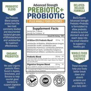 Prebiotics and Probiotics with Whole Food Enzymes – Shelf - Stable Capsules – Non - GMO, Gluten - Free, Dairy - Free – 30 Count - Vitamen Store