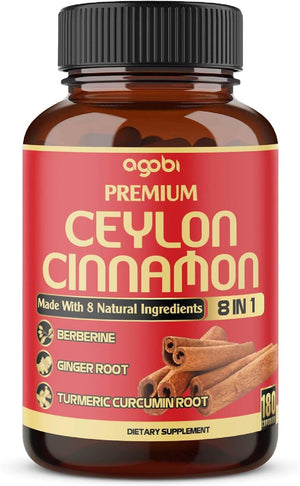 Premium Ceylon Cinnamon with Berberine – 8in1 Formula with Turmeric, Ginger, Gymnema & More – 180 Capsules - Vitamen Store