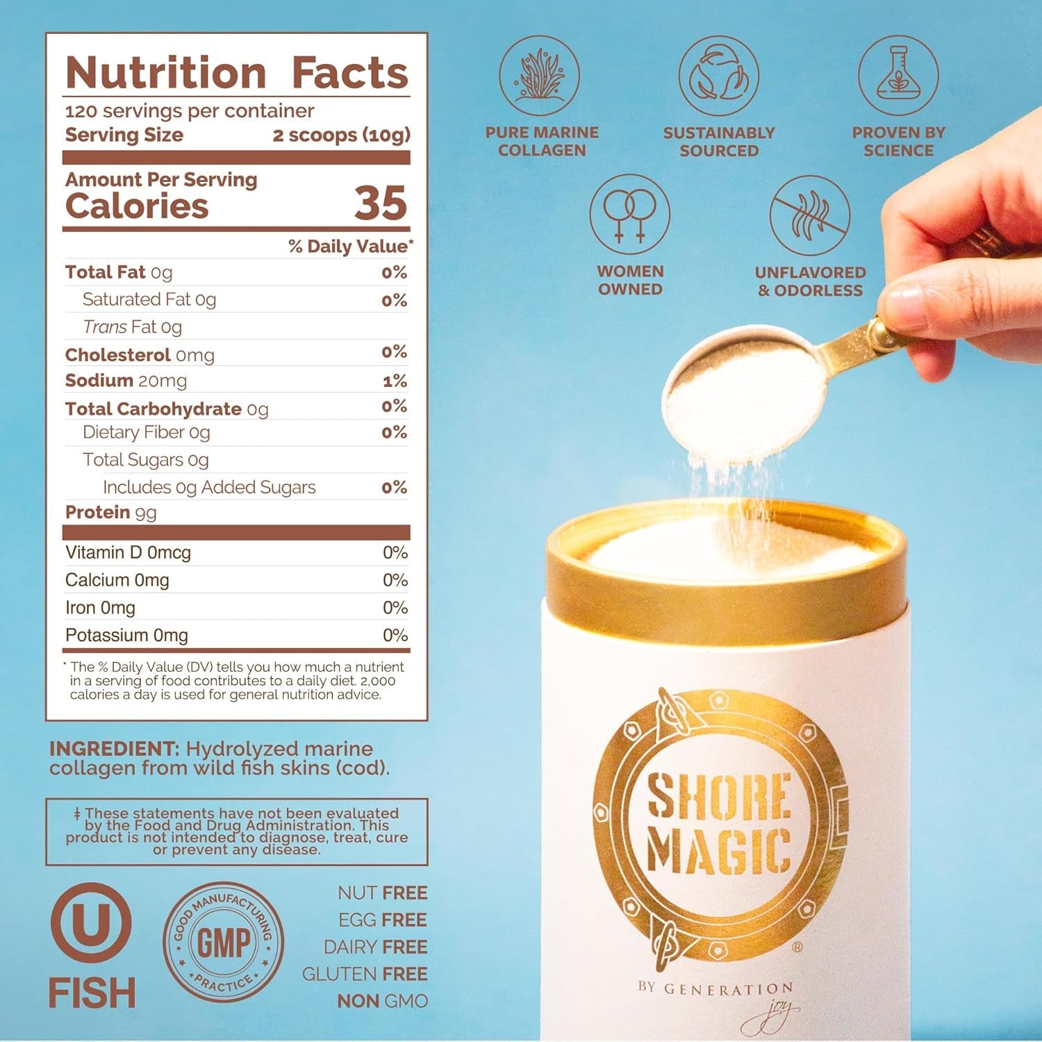 Premium Marine Collagen Powder with Type I II III and IV Hydrolyzed Peptides for Women Men Sustainably Sourced Wild Fish Unflavored Certified Halal Kosher - 4 Month Supply (Price 3 Months) - Vitamen Store