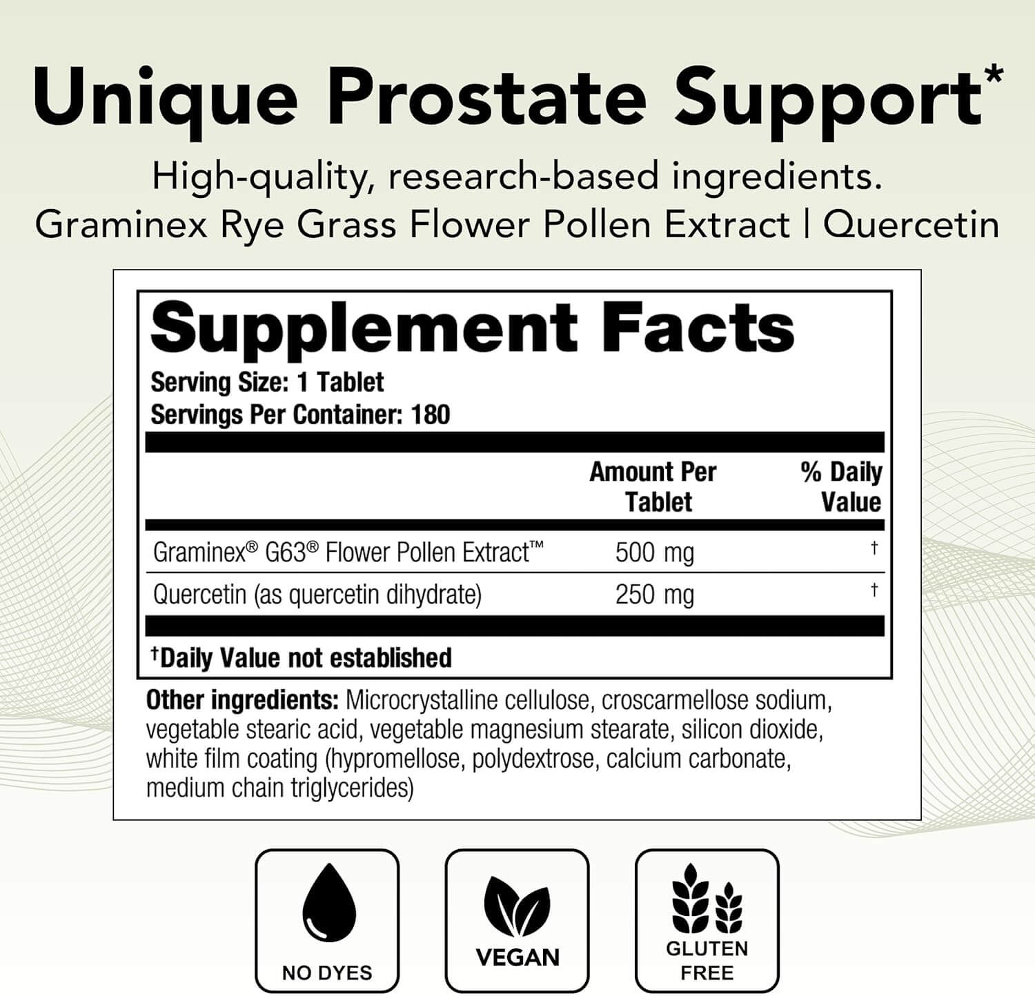Prostate PQ Rye Grass Pollen Extract Supplement with Quercetin | 90 Day Supply - Allergen - Free | Made in the USA - Vitamen Store