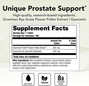 Prostate PQ Rye Grass Pollen Extract Supplement with Quercetin | 90 Day Supply - Allergen - Free | Made in the USA - Vitamen Store