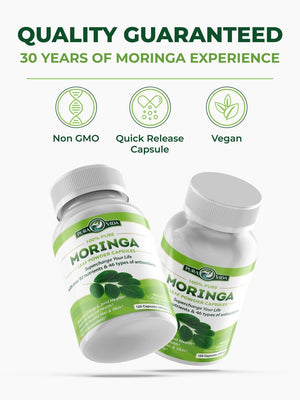 PURA VIDA MORINGA Organic Moringa Leaf Capsules - Single Origin - 500mg - 120 Count - Vitamen Store