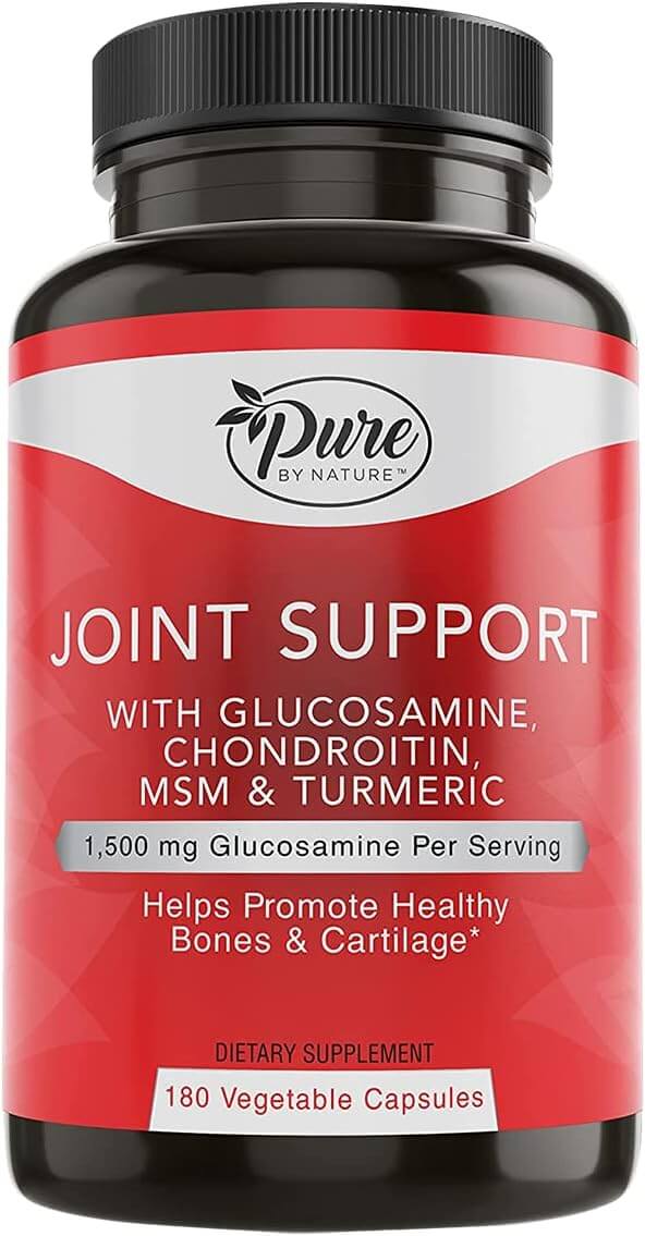 Pure By Nature Glucosamine with Chondroitin Turmeric MMS Boswellia Joint Pain Relief Supplement, 180 Count - Vitamen Store