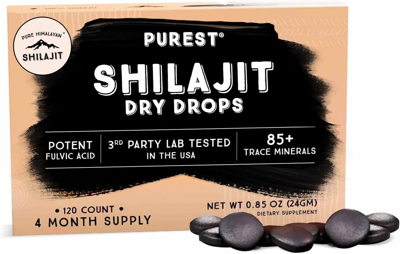 Pure Himalayan Shilajit Dry Drops, 100% Pure Natural Shilajit, Grade A, Max Potency 85+ Clean Trace Minerals & Fulvic Acid for Energy, Metabolism & Immune Support Supplement for Men & Women (120 Tabs) - Vitamen Store