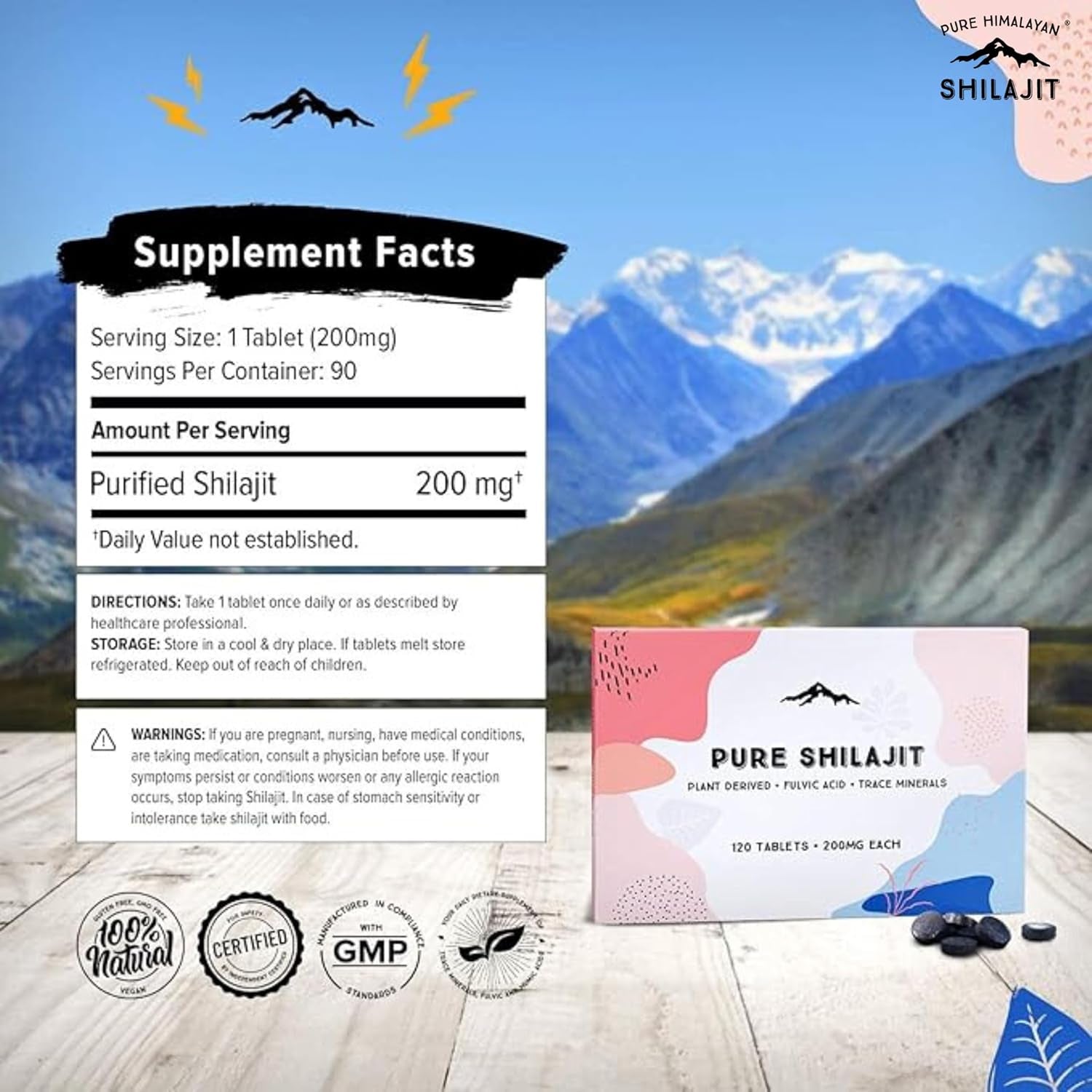 Pure Himalayan Shilajit Dry Drops – 90 Tablets (200mg) – Authentic Mineral - Rich Resin with Fulvic Acid & Natural Trace Elements - Vitamen Store