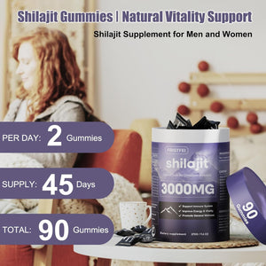 Pure Himalayan Shilajit Gummies for Men & Women - 100% Natural & Organic | 85+ Trace Minerals & Fulvic Acid | 90 Count | Individually Packaged - Vitamen Store
