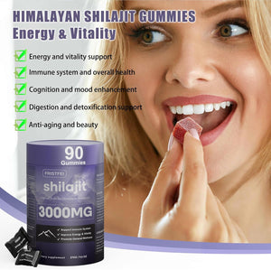 Pure Himalayan Shilajit Gummies for Men & Women - 100% Natural & Organic | 85+ Trace Minerals & Fulvic Acid | 90 Count | Individually Packaged - Vitamen Store