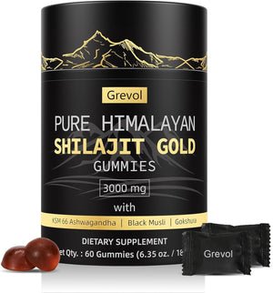 Pure Himalayan Shilajit Gummies – Gold Grade with Ashwagandha, Fulvic Acid & 85+ Trace Minerals – No Added Sugar – Individually Wrapped – 60 Gummies - Vitamen Store