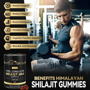 Pure Himalayan Shilajit Gummies – Gold Grade with Ashwagandha, Fulvic Acid & 85+ Trace Minerals – No Added Sugar – Individually Wrapped – 60 Gummies - Vitamen Store