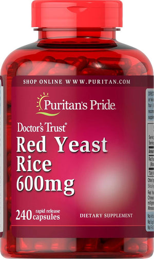 Puritans Pride Red Yeast Rice 600 mg Capsules, 240 Count - Vitamen Store