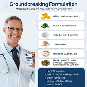 Sciatic Nerve Health Support Supplement - Nerve Support Formula with Alphapalm, Pea, Vitamin B Complex, Alpha Lipoic Acid 300Mg - 120 Capsules - Vitamen Store