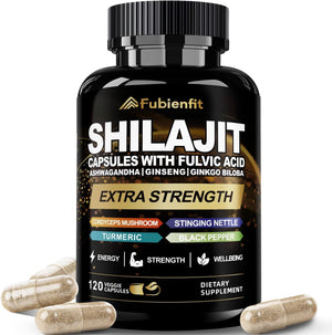 Shilajit Capsules - Premium Shilajit for Men - with Ashwagandha Ginseng and More Fulvic Acid for Men/Women - 120 Capsules - Vitamen Store