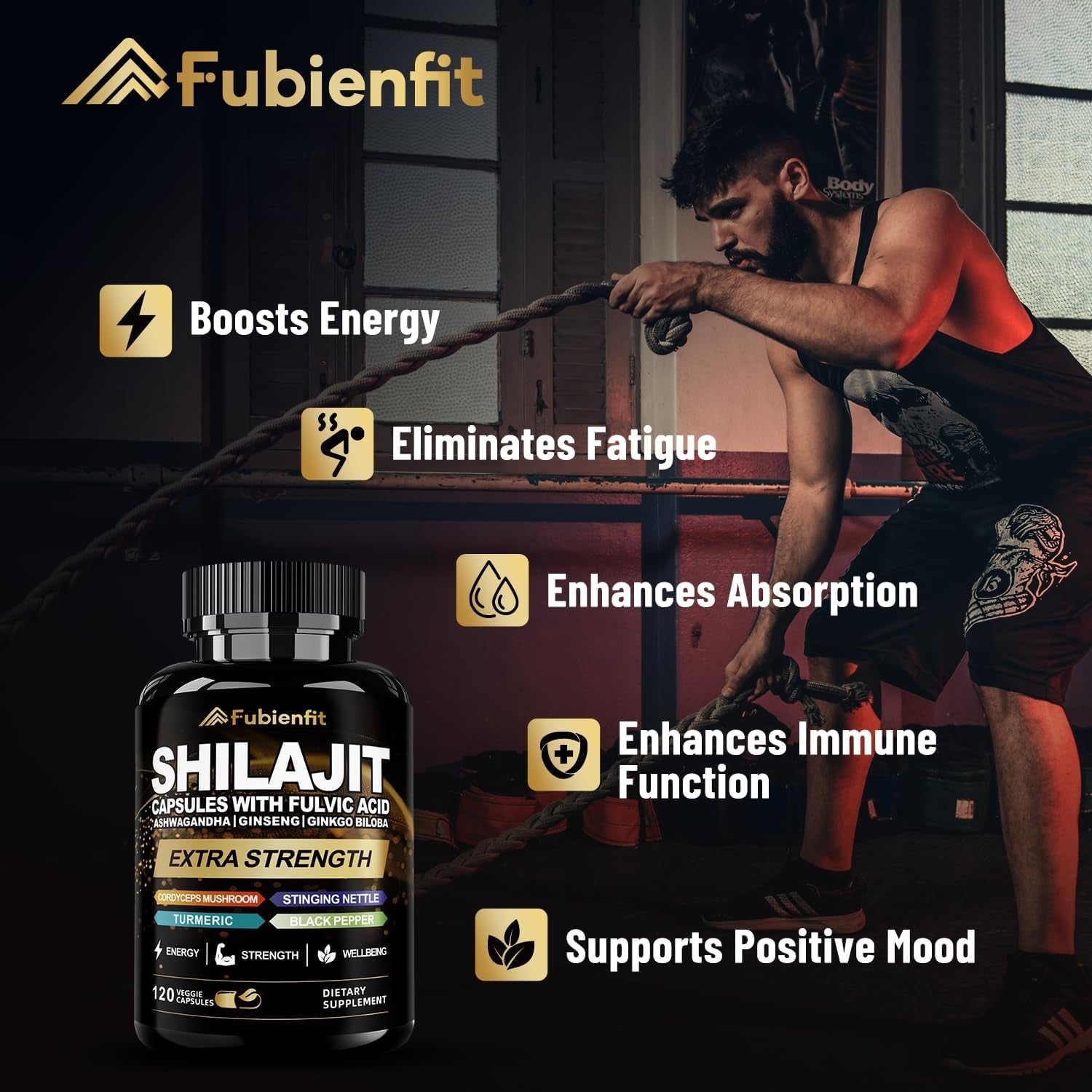Shilajit Capsules - Premium Shilajit for Men - with Ashwagandha Ginseng and More Fulvic Acid for Men/Women - 120 Capsules - Vitamen Store