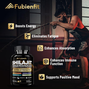 Shilajit Capsules - Premium Shilajit for Men - with Ashwagandha Ginseng and More Fulvic Acid for Men/Women - 120 Capsules - Vitamen Store