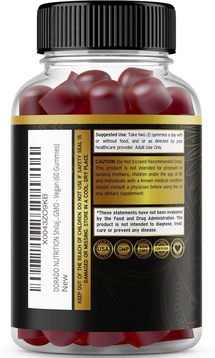 Shilajit Gummies 1000 mg - Pure Himalayan Gold Grade with 85+ Trace Minerals & Fulvic Acid - Energy & Immune Support for Men & Women - Vegan, USA - Made, Third - Party Tested - Vitamen Store