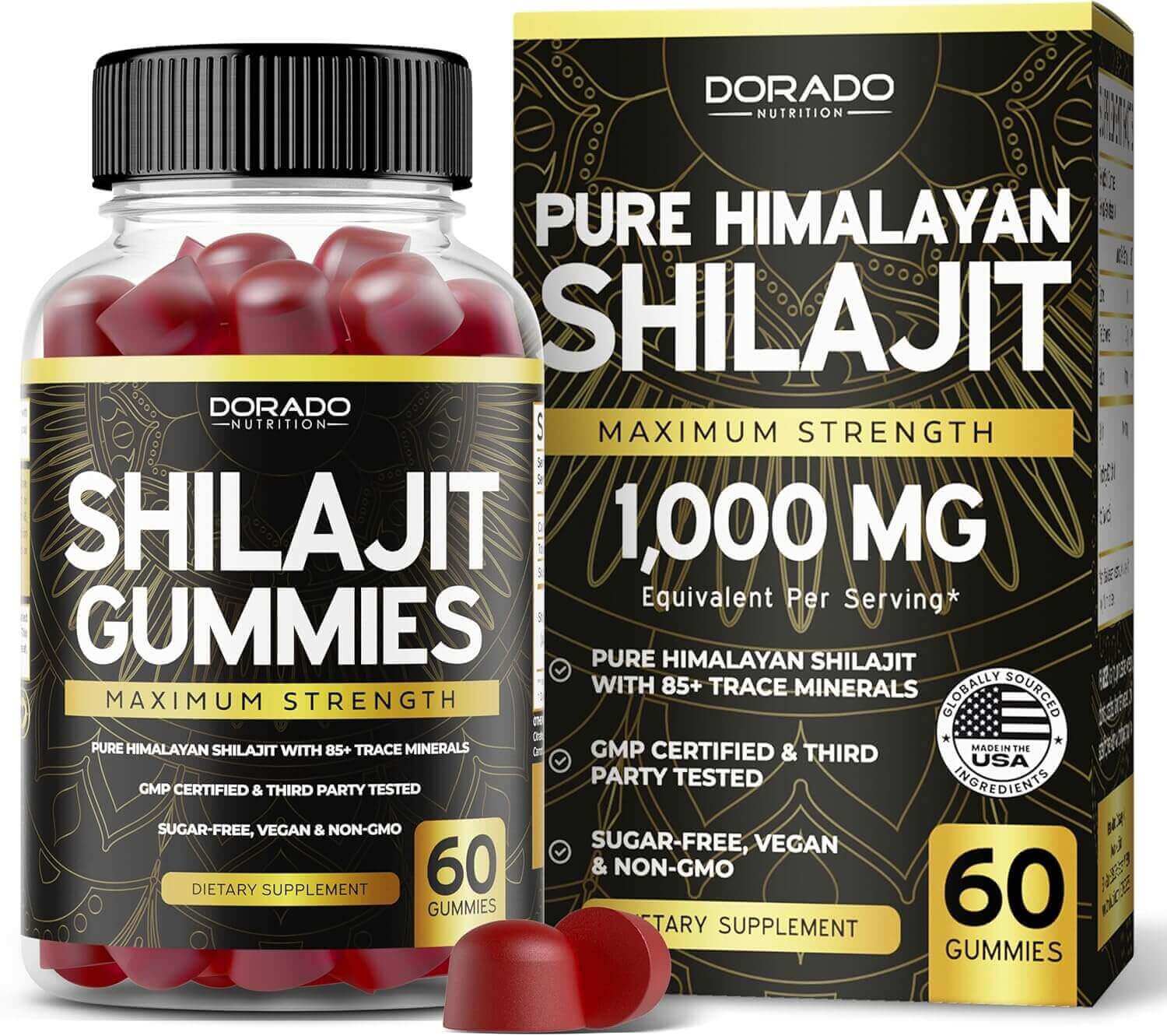 Shilajit Gummies 1000 mg - Pure Himalayan Gold Grade with 85+ Trace Minerals & Fulvic Acid - Energy & Immune Support for Men & Women - Vegan, USA - Made, Third - Party Tested - Vitamen Store