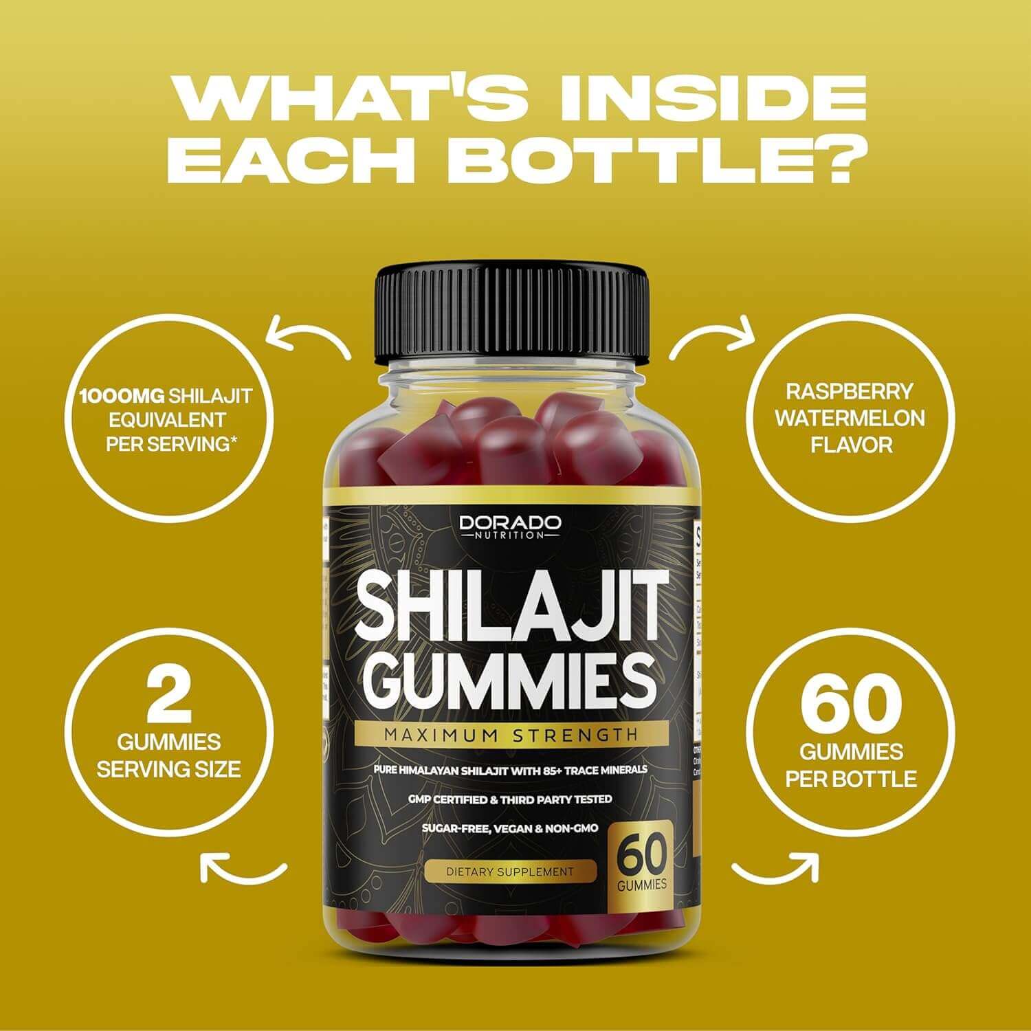 Shilajit Gummies 1000 mg - Pure Himalayan Gold Grade with 85+ Trace Minerals & Fulvic Acid - Energy & Immune Support for Men & Women - Vegan, USA - Made, Third - Party Tested - Vitamen Store