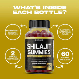 Shilajit Gummies 1000 mg - Pure Himalayan Gold Grade with 85+ Trace Minerals & Fulvic Acid - Energy & Immune Support for Men & Women - Vegan, USA - Made, Third - Party Tested - Vitamen Store