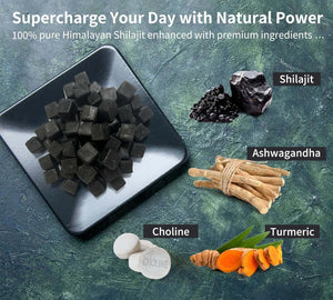 Shilajit Gummies with Ashwagandha, Turmeric - Organic, Zero Sugar & Vegan - Friendly Himalayan Shilajit for Men & Women - Energy, Calm Cosrtisol, Sleep, Immune Support & Overall Health - Vitamen Store