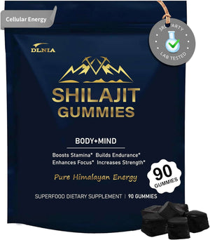Shilajit Gummies with Ashwagandha, Turmeric - Organic, Zero Sugar & Vegan - Friendly Himalayan Shilajit for Men & Women - Energy, Calm Cosrtisol, Sleep, Immune Support & Overall Health - Vitamen Store