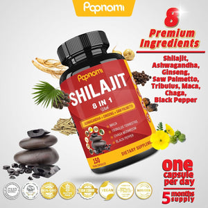 Shilajit Himalayan Supplement – 150 Capsules with Ashwagandha, Ginseng, Saw Palmetto, Maca, Tribulus, Chaga & Black Pepper - Vitamen Store