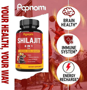 Shilajit Himalayan Supplement – 150 Capsules with Ashwagandha, Ginseng, Saw Palmetto, Maca, Tribulus, Chaga & Black Pepper - Vitamen Store