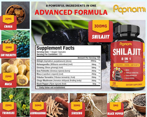 Shilajit Himalayan Supplement – 150 Capsules with Ashwagandha, Ginseng, Saw Palmetto, Maca, Tribulus, Chaga & Black Pepper - Vitamen Store