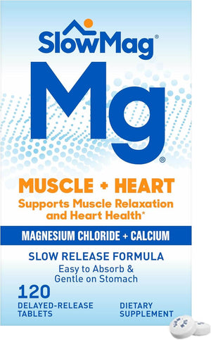 SlowMag Muscle + Heart Magnesium Chloride with Calcium – High Absorption Supplement – 120 Count - Vitamen Store