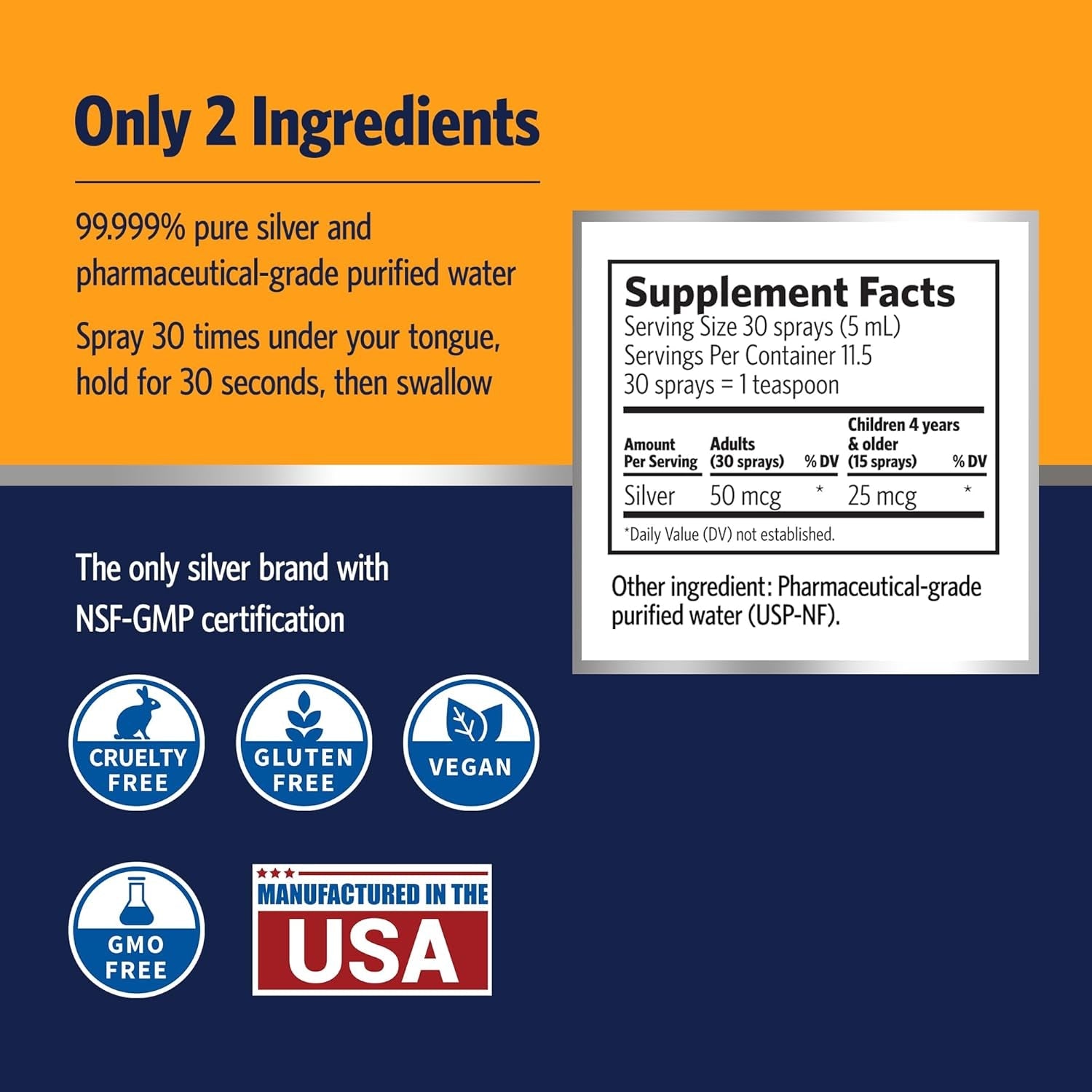 Sovereign Silver Bioactive Silver Hydrosol 10 PPM Fine Mist Spray, 2 Oz. - Vitamen Store
