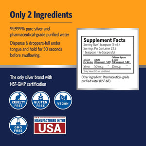 Sovereign Silver Immune Support - Colloidal Silver Mineral Supplement – Liquid Bio - Active Silver Hydrosol - 10Ppm - 4Oz (118Ml) Dropper - Vitamen Store