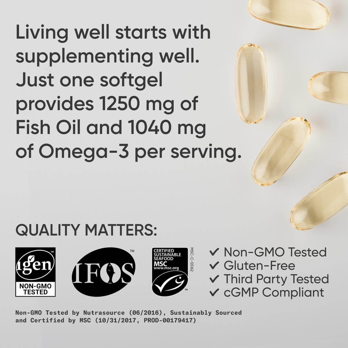 Sports Research Triple Strength Omega 3 Fish Oil Supplement - EPA & DHA Fatty Acids from Wild Alaskan Pollock - Heart, Brain & Immune Support for Adults, Men & Women - 1250 Mg Capsules (30 Ct) - Vitamen Store