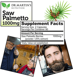 Super Strength Saw Palmetto, 180 Capsules Prostate Health Supplement ,Extract & Berry Powder Complex,Support to Help Maintain Normal Urination Frequency & Natural DHT Blocker To Help Prevent Hair Loss - Vitamen Store